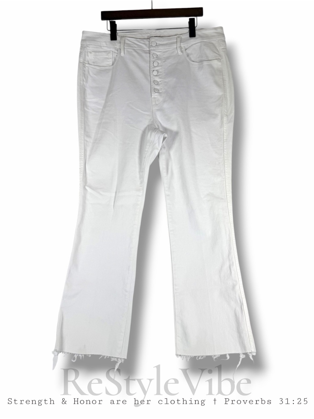 GOOD AMERICAN Women’s Size 16 Denim Jeans Button Fly High Rise Kick Flare Ankle